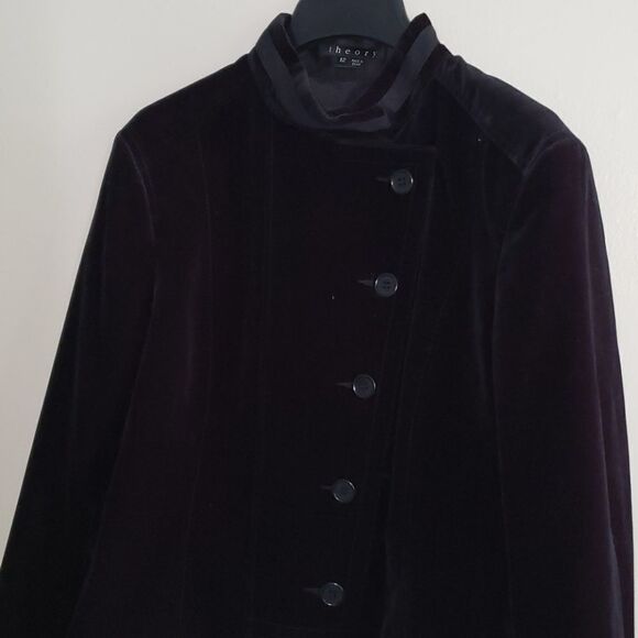 Theory women's Velvet Military Style Jacket black size 12 - Picture 3 of 13